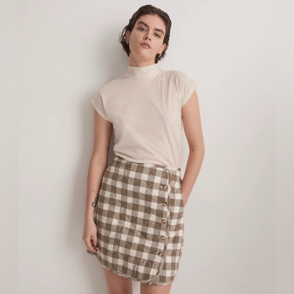 Madewell Quilted Flannel Mini Skirt in Gingham Check